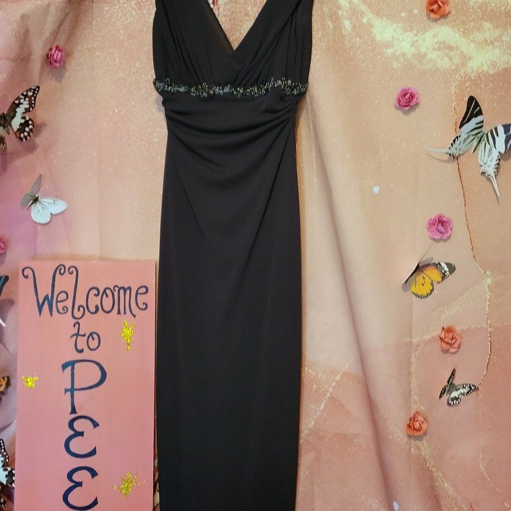 DAVID MEISTER V NECK DESIGNER DARK BROWN DRESS